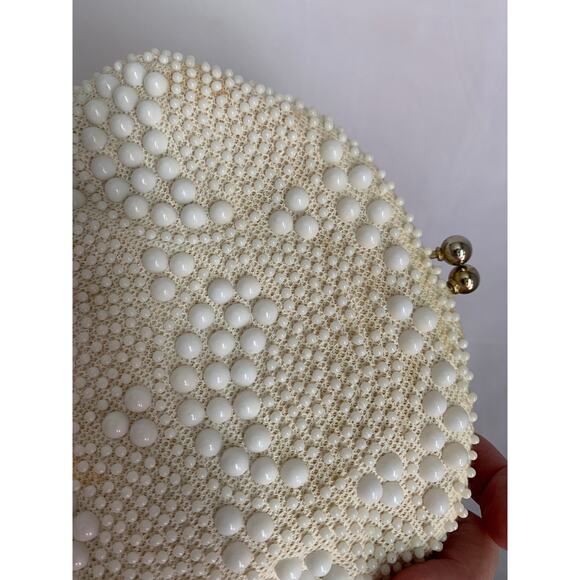 John Wind 60's Vintage Cream Beaded Bag Shoulder bag or Clutch - Picture 9 of 9